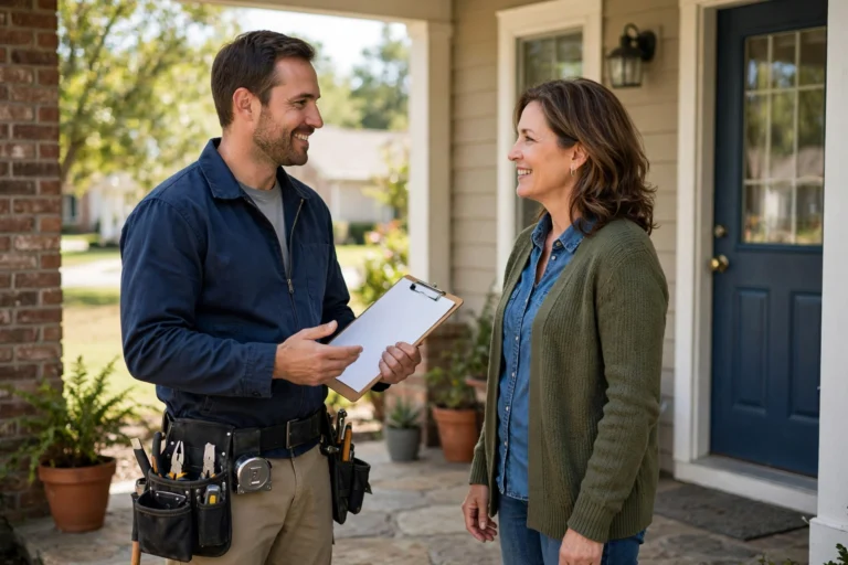 Homeowner consulting a professional window installer in El Paso