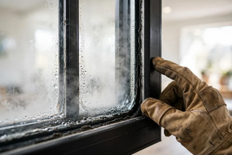 Inspecting a foggy damaged window seal to decide repair or replacement