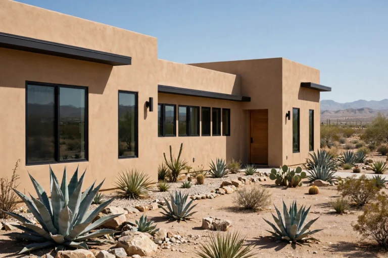 El Paso desert home with modern black-frame window styles